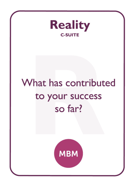Coaching card titled Reality C-suite