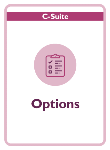 C-suite coaching card titled Options