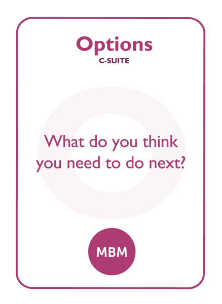 Coaching card titled Options C-suite