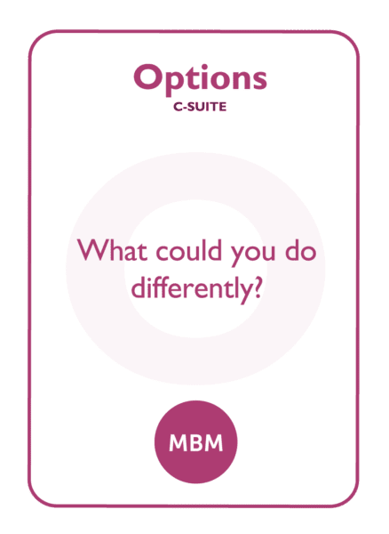 C-suite coaching card titled Options