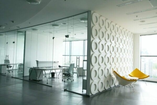 Interior of white office modern spaces