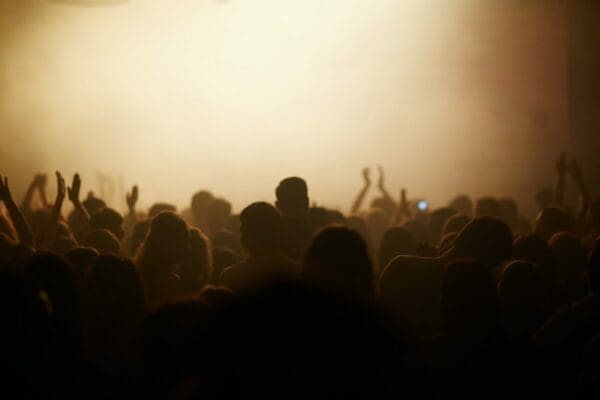Silhouette of a crowd at a music event