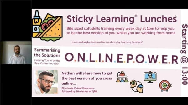 Links to YouTube video Your Online Presentations Lack Oomph part 2 MBM Sticky lunches