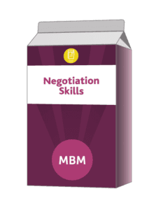 Purple carton with Negotiation Skills on label