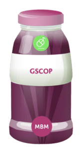 Purple bottle with GSCOP on the label