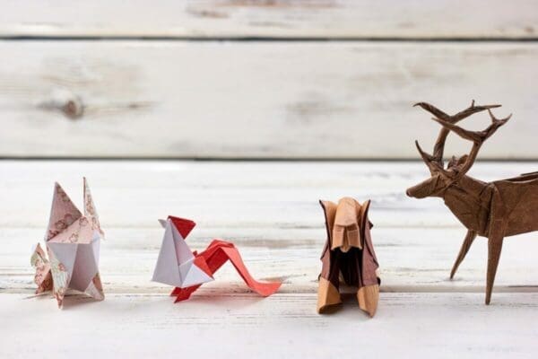 Four origami animal models
