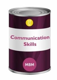 Purple tin with Communication Skills on label