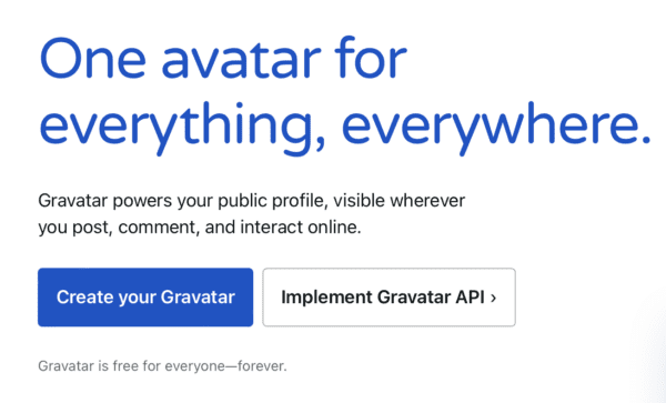 A screenshot from the Gravatar website
