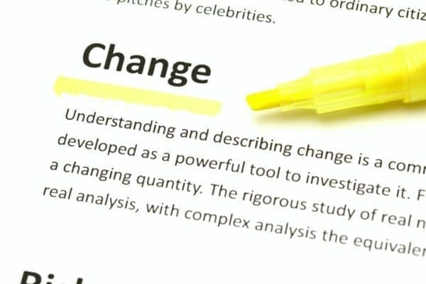 Definition of change marked with yellow highlighter