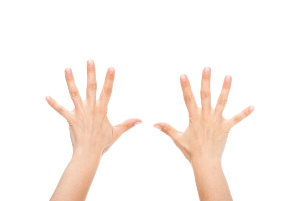 Child's hands showing 10 fingers