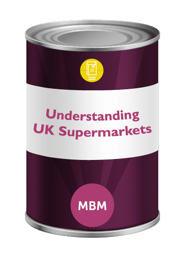 Purple tin with Understanding UK supermarkets on label