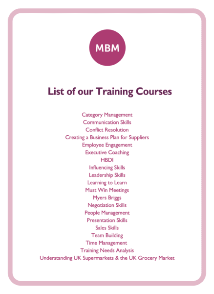 List of Training Courses Card