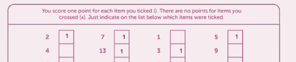 Screenshot of Questionnaire for learning styles