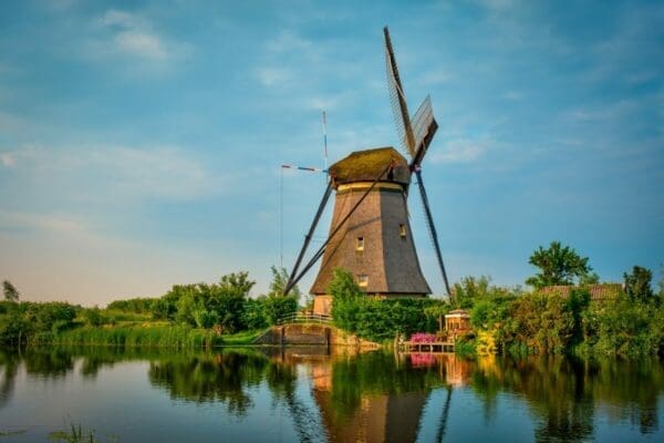 Windmills at Kinderdijk in Holland Netherlands