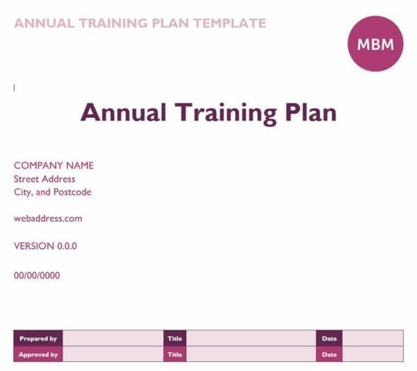 Annual Training Plan template by MBM
