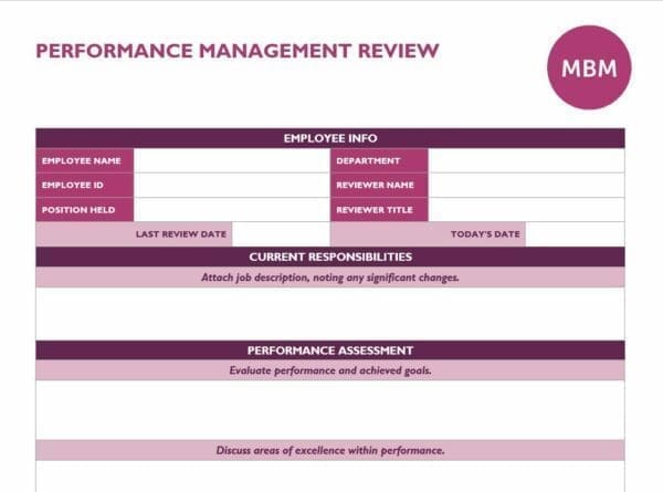 Purple Performance Review template by MBM