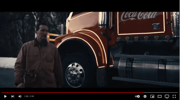 Links to YouTube video CocaCola Christmas Ad 2020