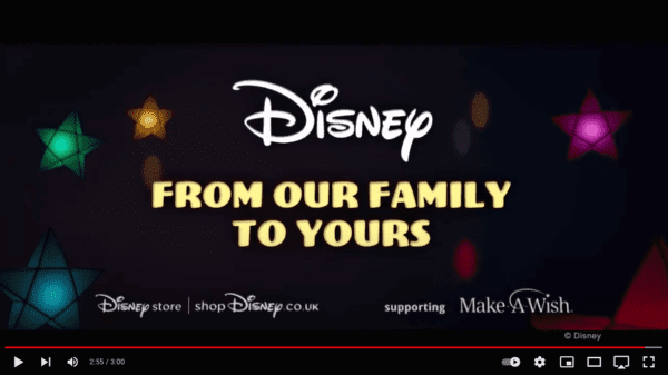 Links to YouTube video Disney Christmas Ad 2020