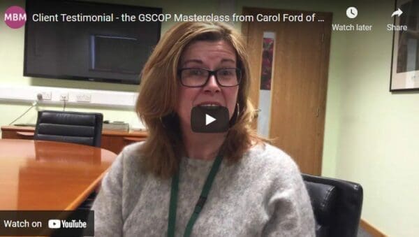 Links to YouTube video with MBM client testimonial from Carol Ford of AC Goatham