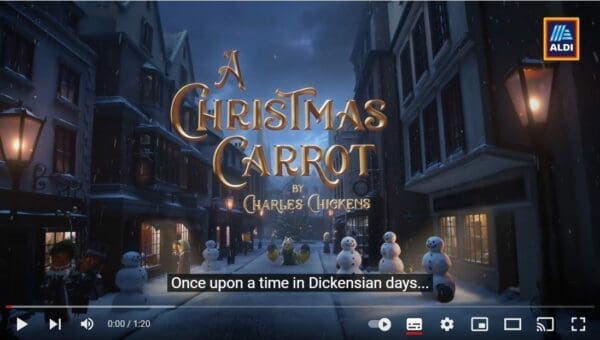Links to YouTube video about Aldi's Christmas Advert 2021