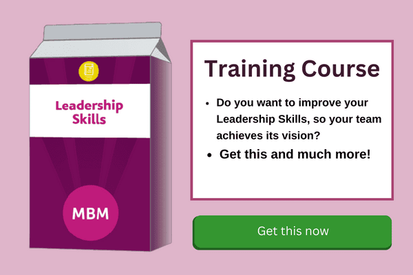 Leadership Skills Training Course banner with green button and carton