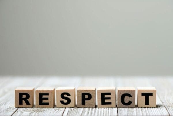 Respect spelled on wood blocks