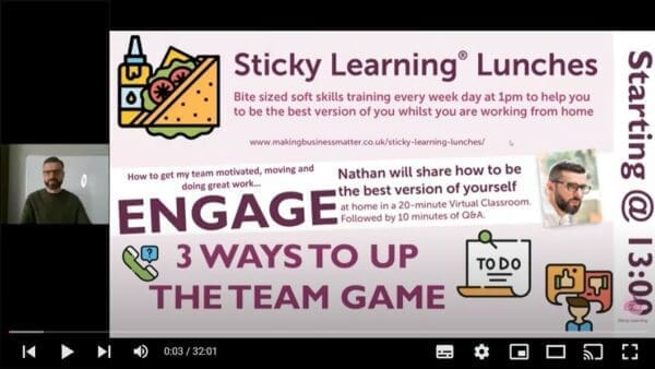 Links to MBM YouTube showing 3 Ways to up the Team Game for effective teams