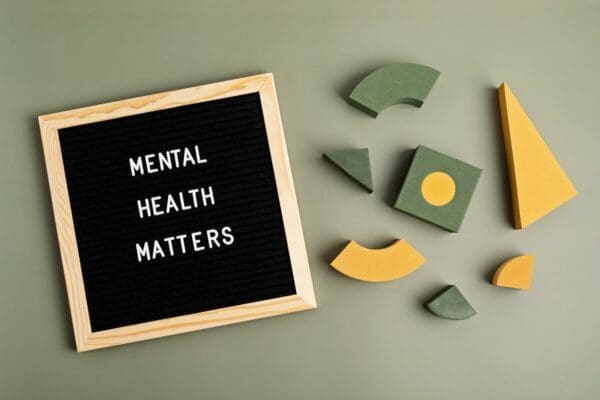 Mental health matters motivational quote on a square frame