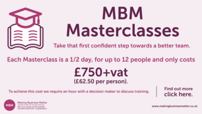 Purple banner for MBM Masterclasses to help with category management