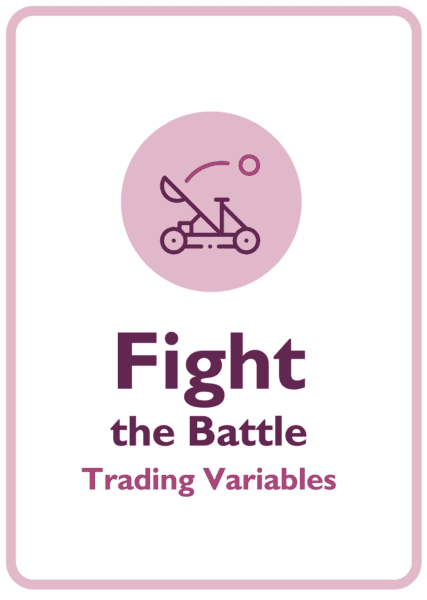 Fight the Battle quote on a negotiation coaching card from MBM with catapult icon