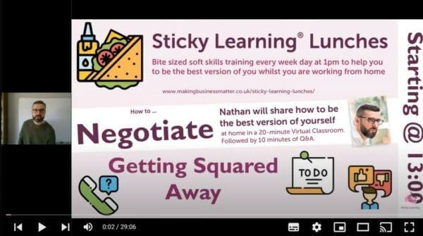 Links to YouTube video webinar on negotiation skills with Nathan from MBM