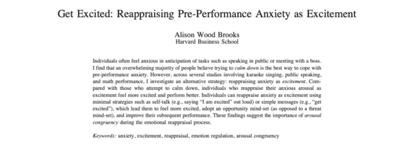 Links to Get Excited Performance anxiety study paper