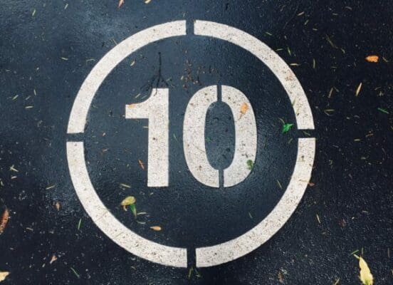 Road sign speed limit of 10 miles per hour