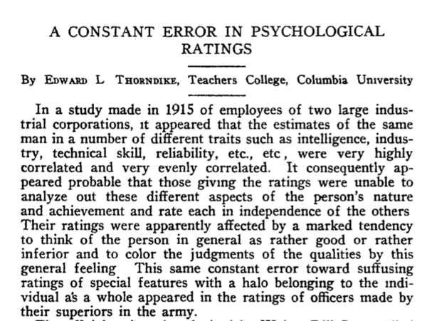 Section of text from Edward Thorndike on psychological ratings