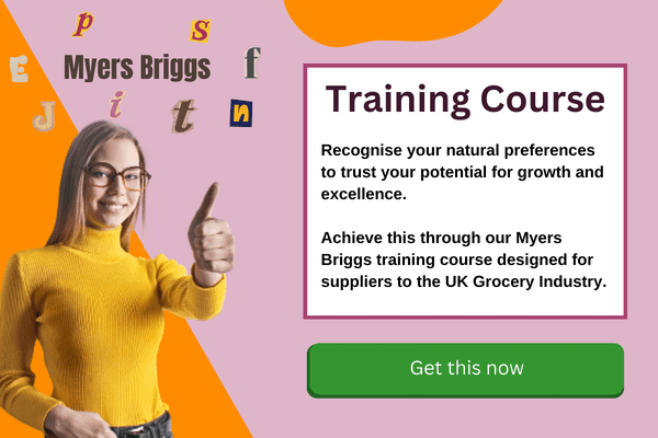 Myers Briggs Training Course banner with a girl showing thumbs up and MBTI personality letters