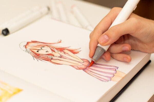 Hand sketch drawing of INTJ anime manga character 