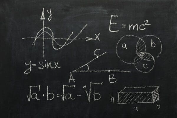 Math formulas on black chalkboard for Vrooms expectancy theory