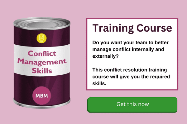 Conflict Management Training Course banner with green button and course can