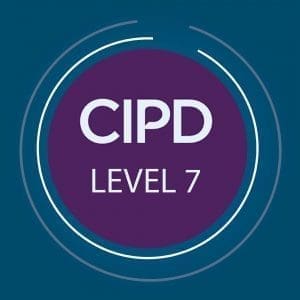 CIPD level 7 written in purple circle on blue background