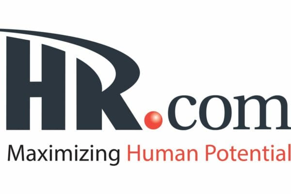 HR.com written in black and red with slogan underneath
