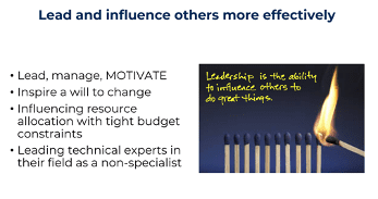 Presentation slide on leading and influencing others more effectively
