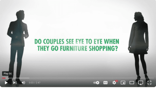 Screenshot from a Heineken video of couples furniture shopping
