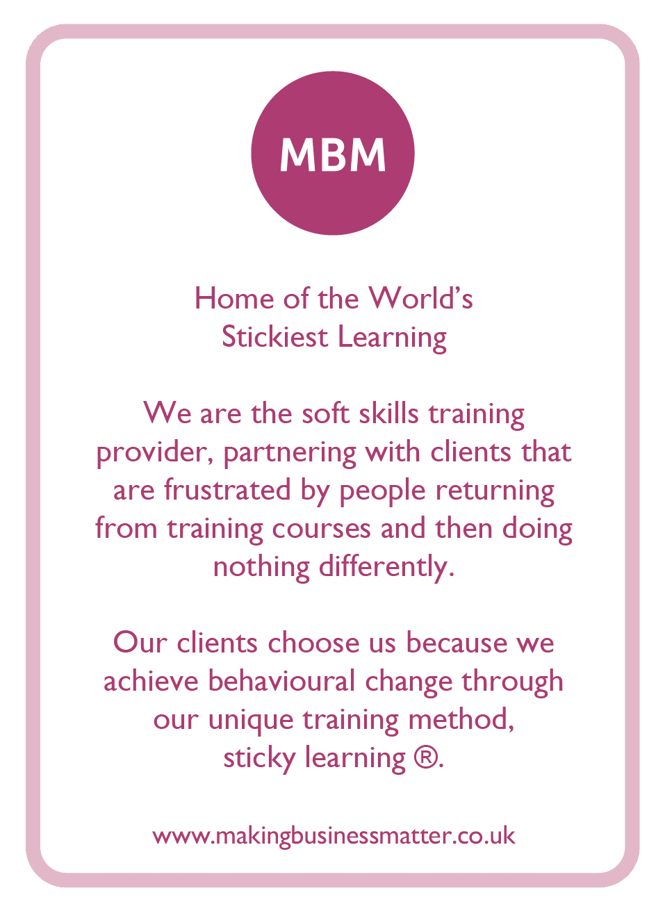 Sticky Learning Coaching Card