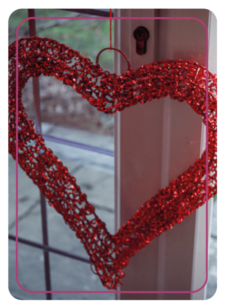 Picture Coaching Card from MBM with red heart decoration hanging