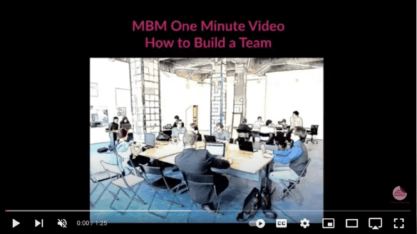 Links to One minute YouTube video explaining how to build a team