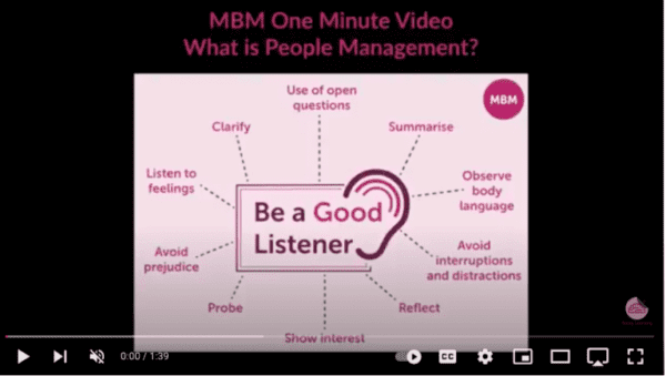 Links to one minute YouTube video on what is people management for managing difficult people