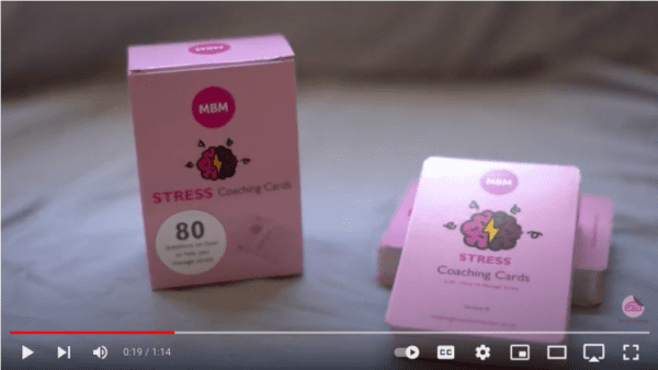 Screenshot of MBM video on Stress Management coaching cards