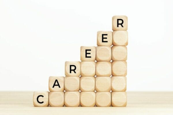 Career spelled with cubes stacked in ascending order