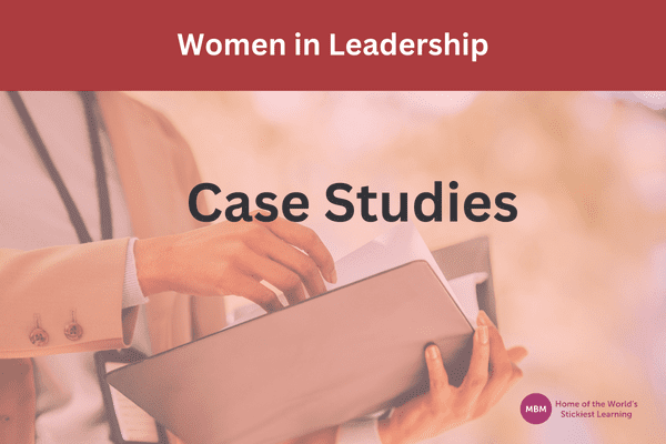 Case studies for women in leadership with female hands flipping through a folder