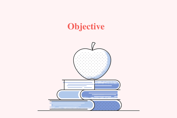 Objective with a cartoon apple beneath